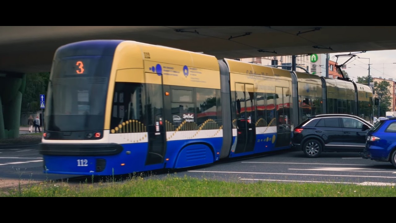 Poland, Bydgoszcz, tram 3 ride from Plac Teatralny to Dworzec Autobusowy