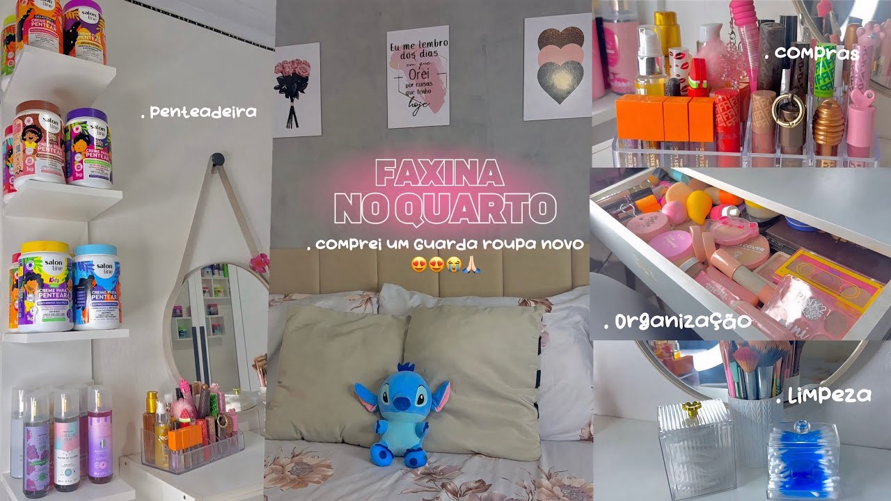 VLOG - Faxina no quarto // comprei um guarda roupa novo 😍+ organização + penteadeira + compras 🛍️🌟