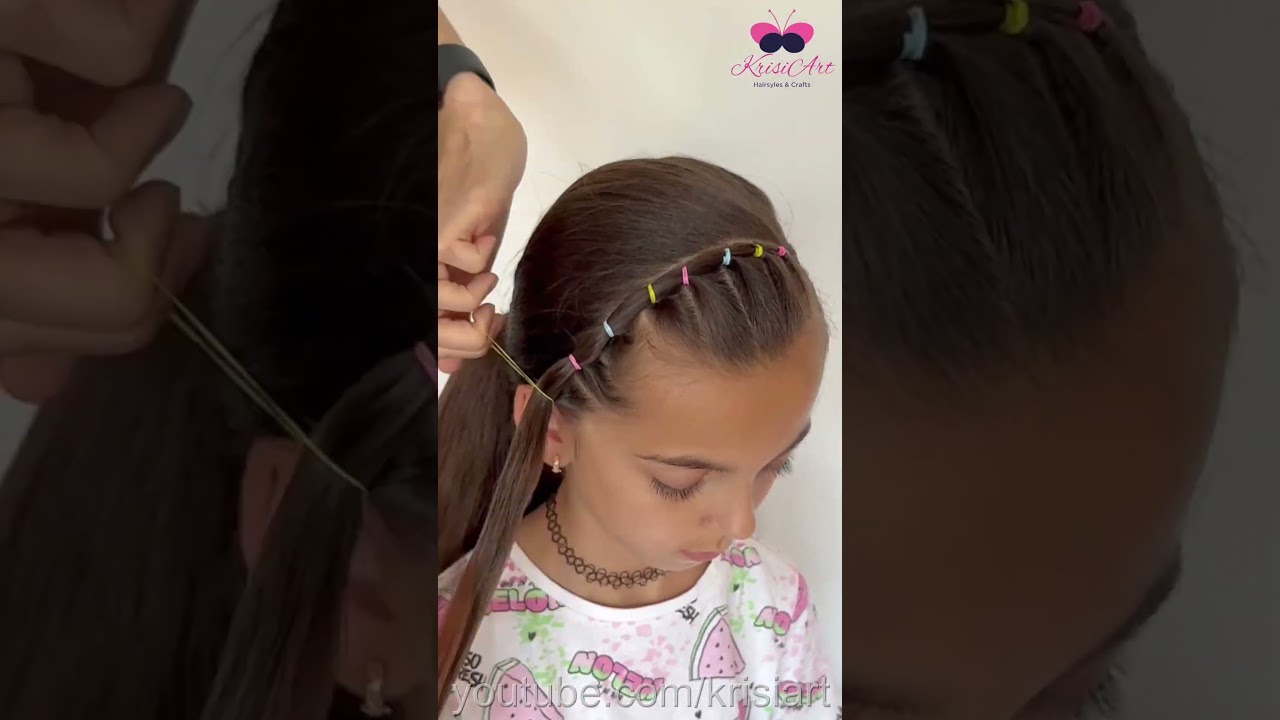 ✨Легкая прическа на завязках за 1 минуту 🌈 Самая простая прическа для девочек