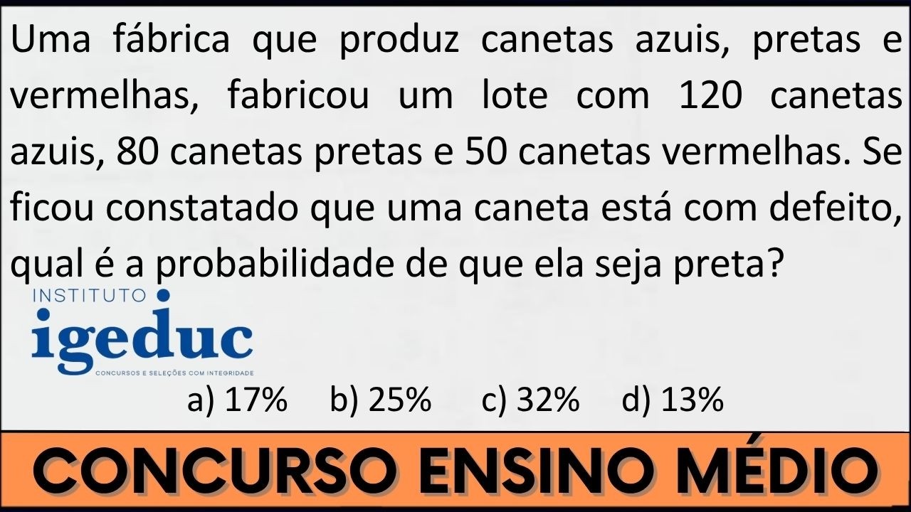 Como achar PROBABILIDADE em 2 minutos na Prova da Banca Igeduc