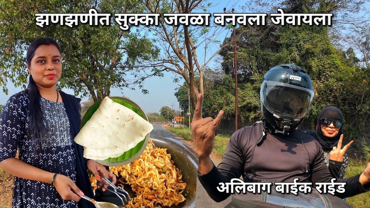 बायकोनी बनवला मुंबई - गोवा हायवे ला बनवलं दुपारच जेवण.सुक्का जवळा. #Motovlog #cinematic 