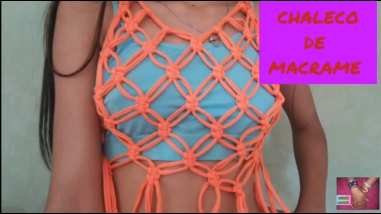 MANITAS MACRAME,CHALECO DE MACRAME CON TRAPILLO TALLA  S