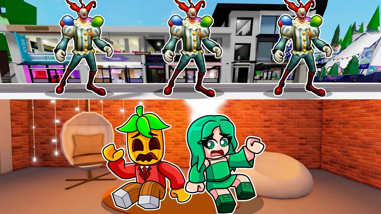 Construimos una BASE SEGURA para HUIR del PAYASO ATERRADOR en Brookhaven Roblox