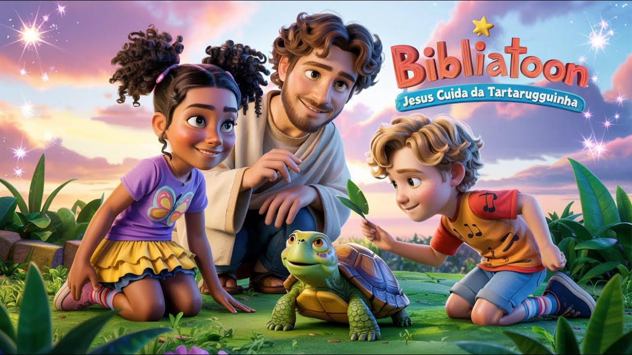 Jesus Cuida da Tartaruguinha 🐢 M&uacute;sica Gospel Infantil - BIBLIATOON