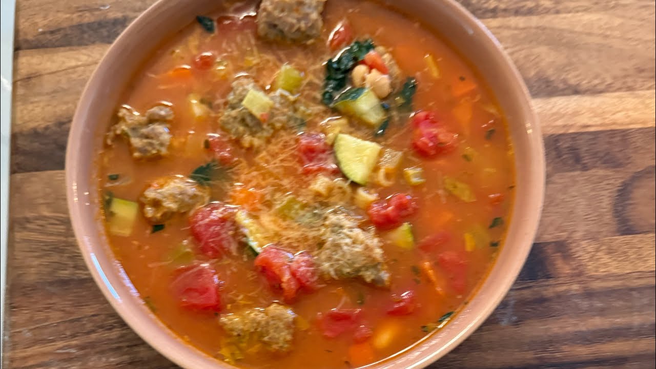 Mini Meatball Minestrone Soup and Sourdough Specialty Breads 