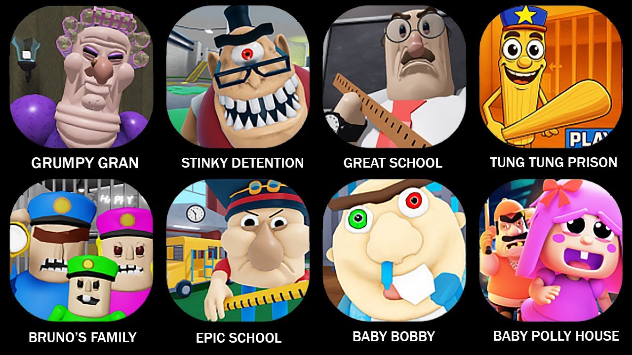 ROBLOX:GRUMPY GRAN! (SCARY OBBY),ESCAPE MR STINKY DETENTION! (OBBY),GREAT SCHOOL BREAKOUT! #roblox