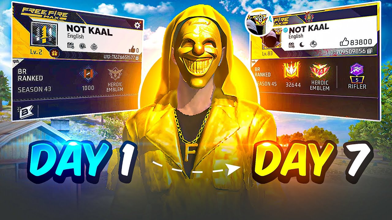 Transforming Noob ID into ₹10,00,000 PRO ID in Just 7 Days 😱 – Garena Free Fire