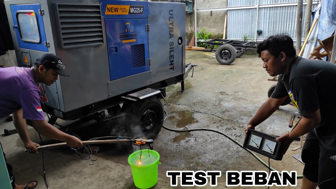 TEST BEBAN GENSET // LOAD GENSET DENGAN AIR GARAM