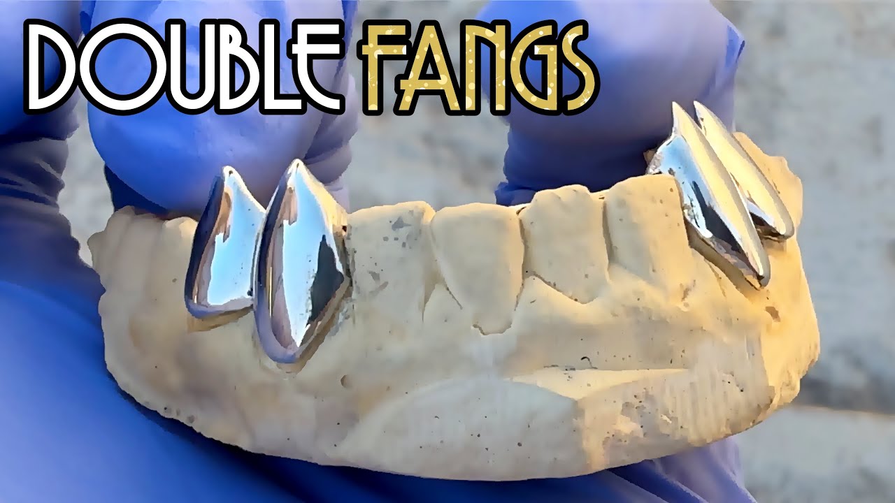 Real 925 Silver Double Vampire Fangs Custom Teeth Grillz