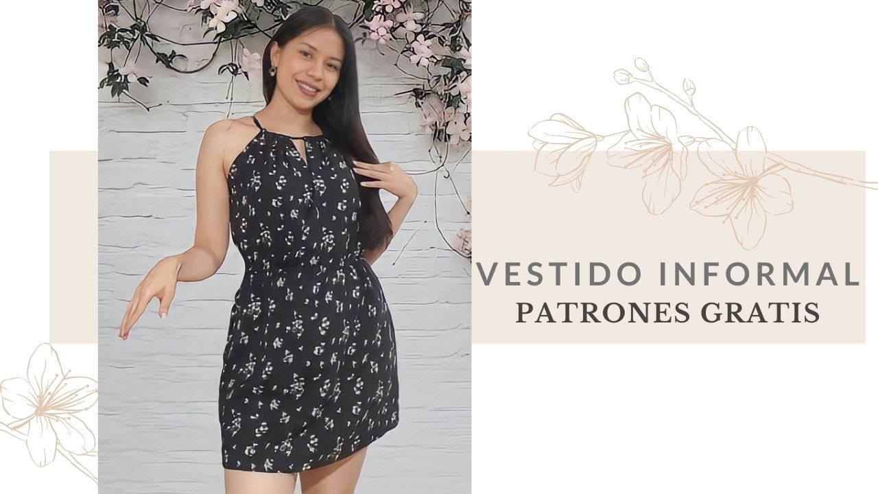 VESTIDO CRUZADO CON ESCOTE HALTER/Patrones gratis/Corte y confección/paso a paso