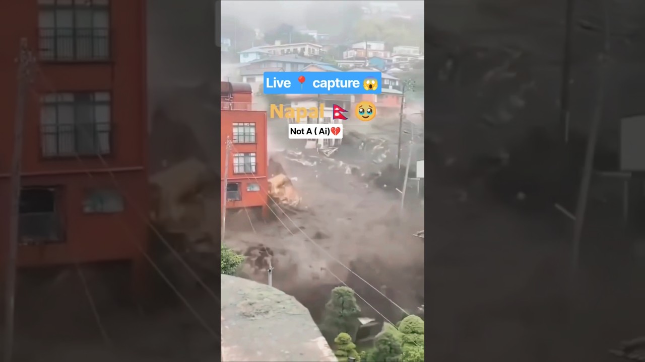 Nepal flash floods😱Unseen footage captures devastating flash floods in Nepal| #fyp #prayfornepal 🍃🏃💔