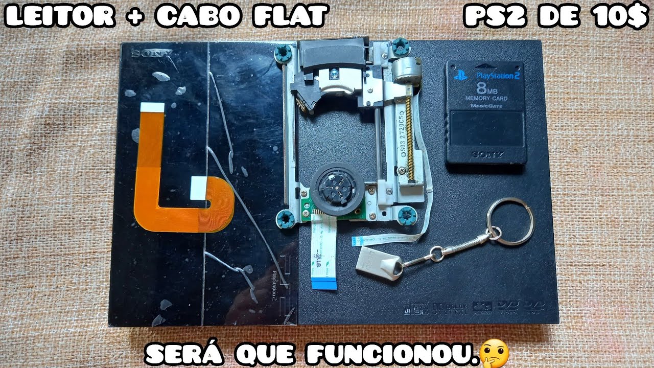 Coloquei o Leitor Com Cabo Flat No Playstation 2 De 10 Reais !!! Será Que Funcionou ?! (2022)