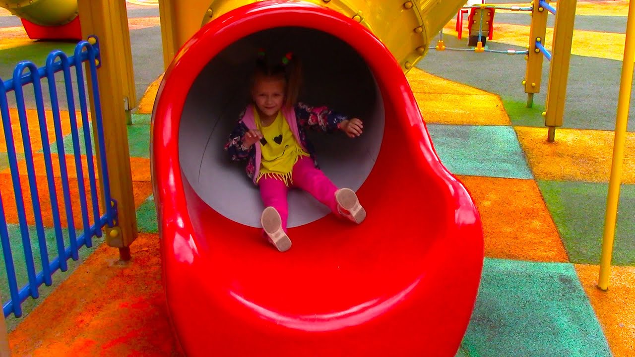 Yaroslava has Fun at the Playgound Outdoor Funny Games Video for kids