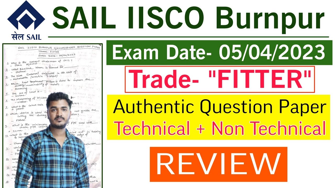 SAIL IISCO Burnpur Fitter Question Paper 2023 | SAIL IISCO Burnpur Fitter Question Paper 05/04/2023