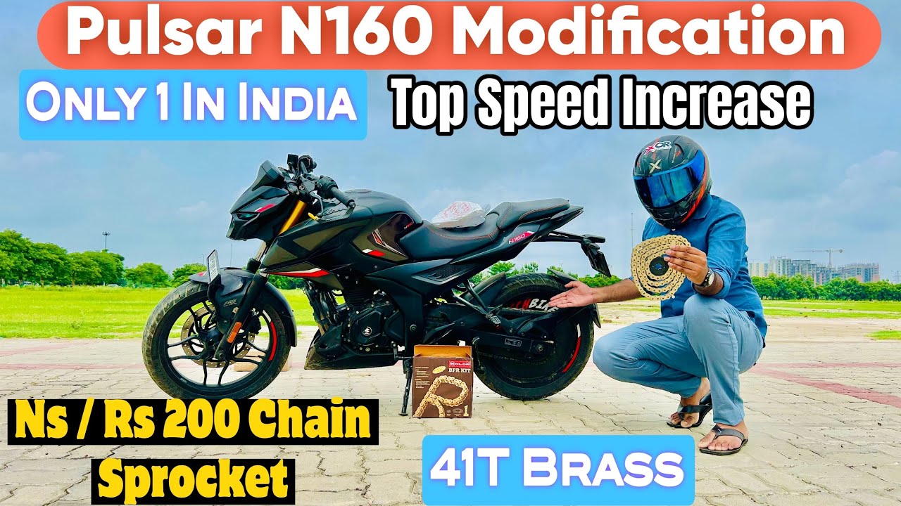 Bajaj Pulsar N160 Modification || Pulsar Rs 200 Chain Sprocket install In N160 | N160 41T Chain