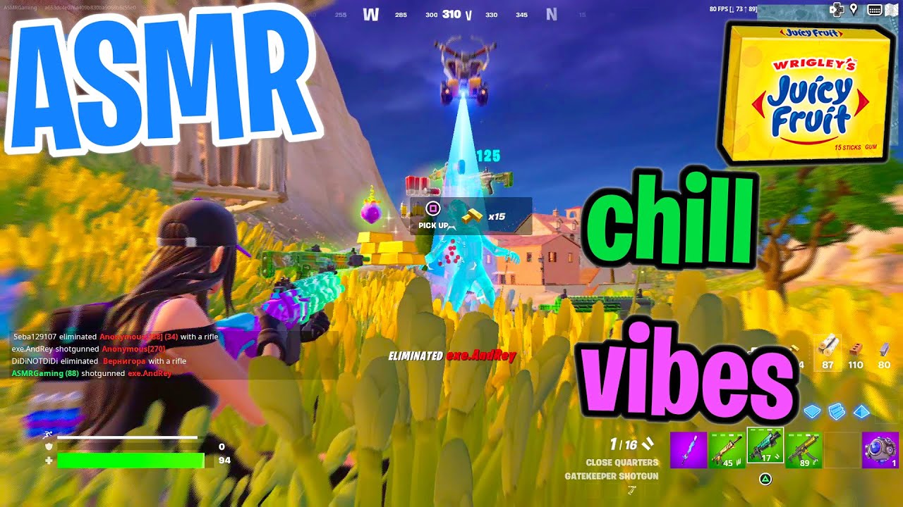 ASMR Gaming 😴 Fortnite Spirit Hunter Saeko! Relaxing Gum Chewing 🎮🎧 Controller Sounds + Whispering 💤