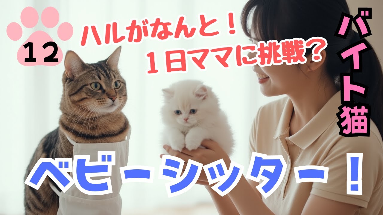 【単発バイト猫のハル】シーズン２ 第１２話 ハルが1日ママに！？ベビーシッターやってみた！[Part-Time Cat Haru] S 2 Ep12 Tries Being a Babysitter!