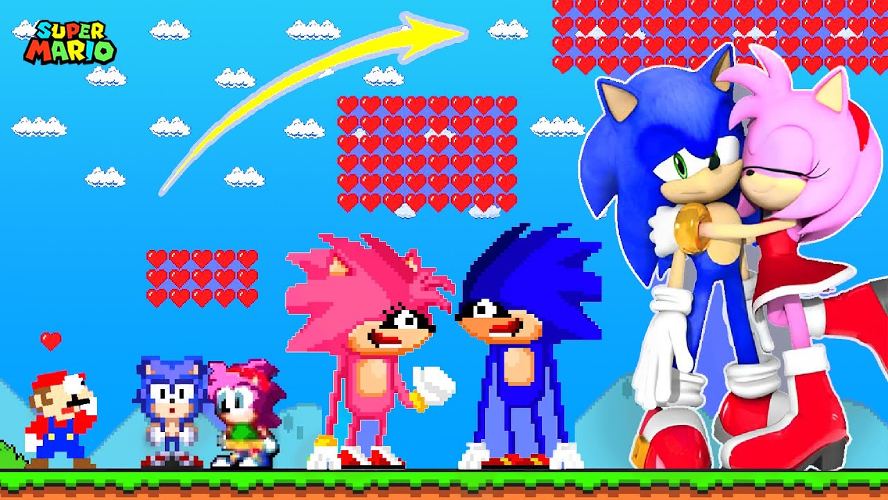 Super Mario Bros. but Sonic and Rose Amy Has 1,000,000 Hearts From BIRTH to ELEMENTAL | SonicDog