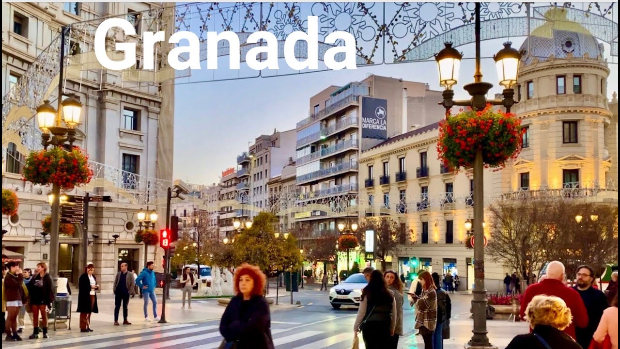 🇪🇸 Paseo Nocturno por el Corazón de Granada: Desde Plaza Nueva hasta Gran Capitán🚶‍♂️
