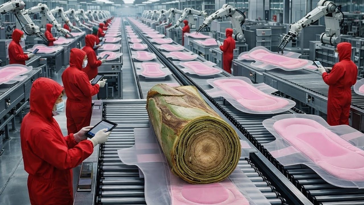 Shocking Factory Truth:How Banana waste secretly becomes sanitary Napkins|Full process Exposed 