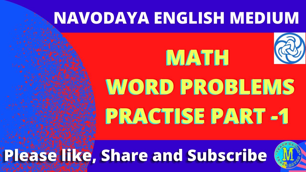 MATH WORD PROBLEMS|  PRACTISE PART -1|  Navodaya Entrance Exam |  Class 5th English Medium