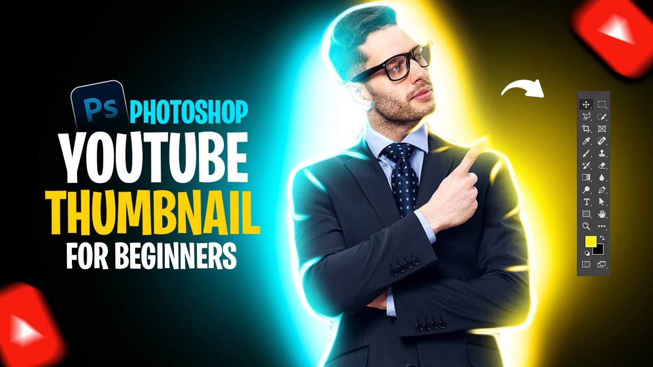 Make Glowing youtube thumbnails in Photoshop + FREE Actions | Beginners Tutorial