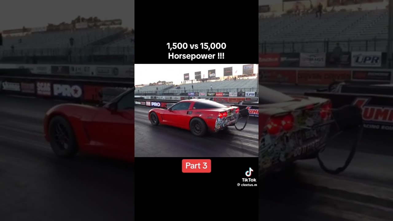 Drag race 1500hp Corvette vs 15000 dragster #corvette #chevrolet #professional #speed #funny