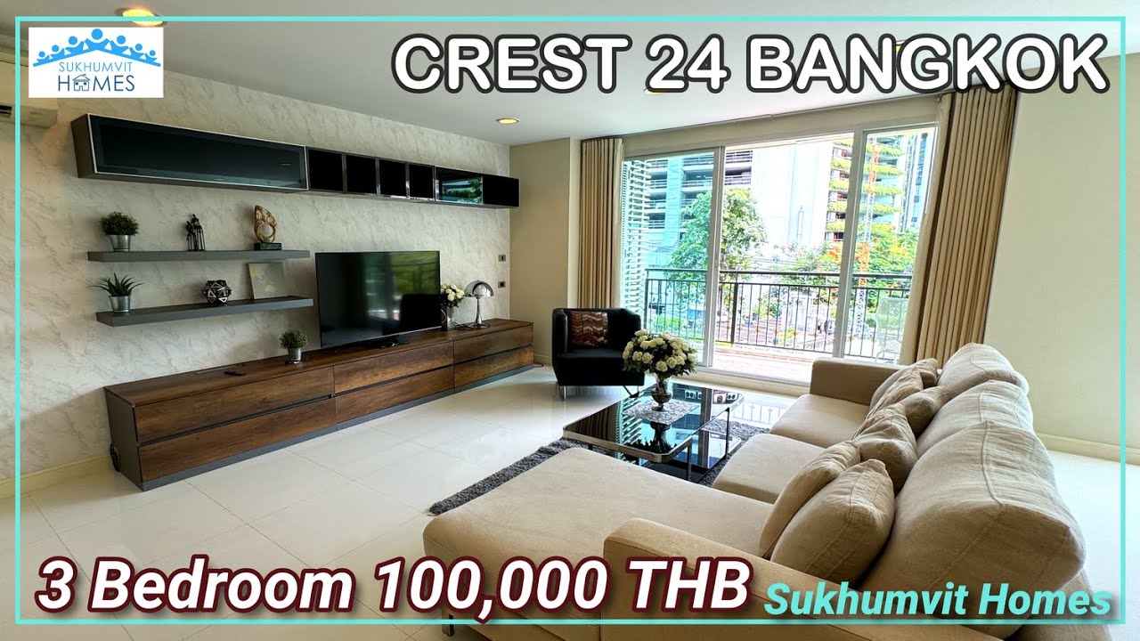 Low Rise Luxury Condo For Rent The Crest 24 Bangkok 3 Bedrooms 100,000 THB