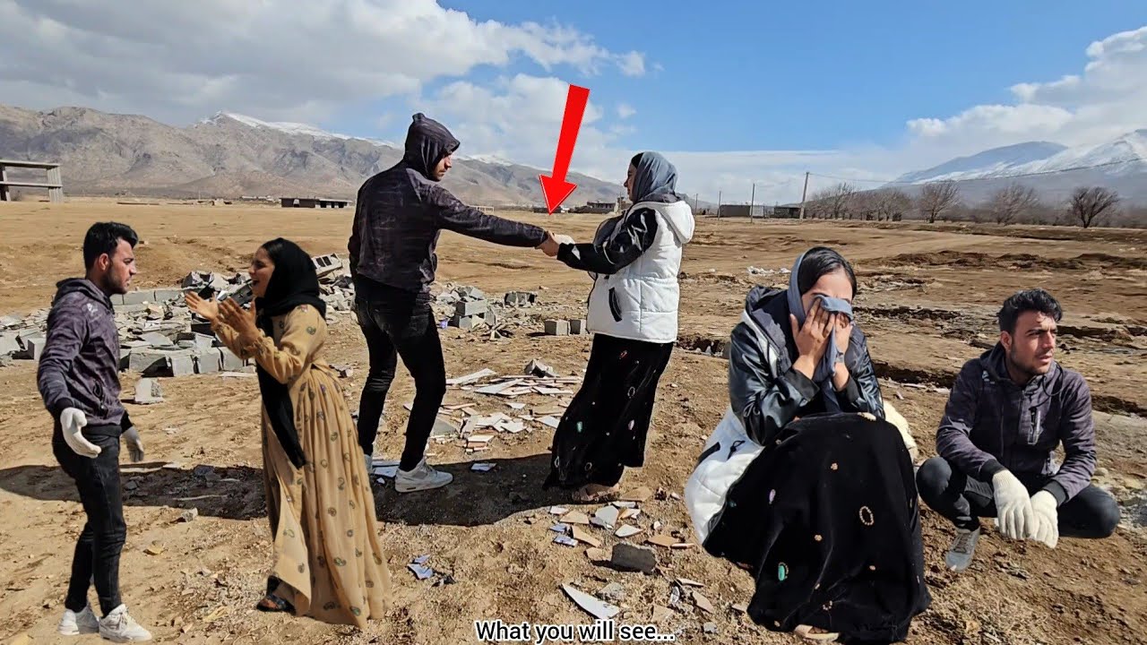 Amir's attempt to build a hut against the cold and near the village