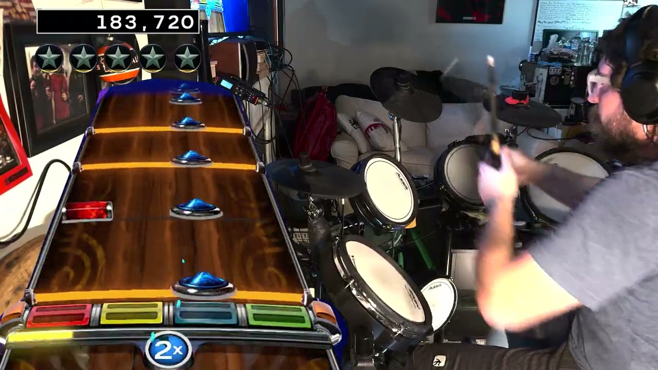 Limelight (Rush) RB4 Chart Drum cover (gold stars)(isolated drums)