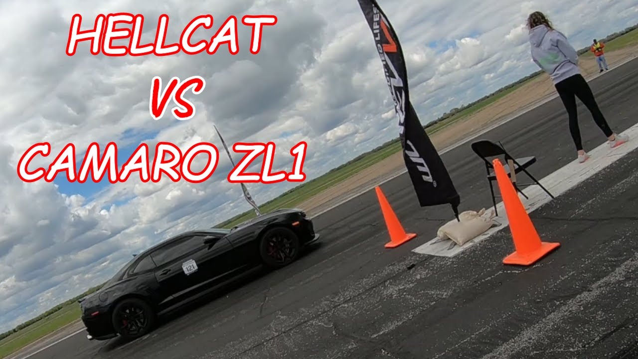 Hellcat vs 2013 Camaro ZL1 Standing 1/2 Mile Drag Race Kansas Airstrip Attack 2021 Half Mile Racing