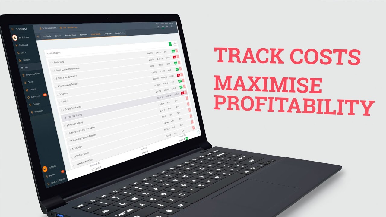 Maximise your profit with Buildxact's cost tracking construction management software.