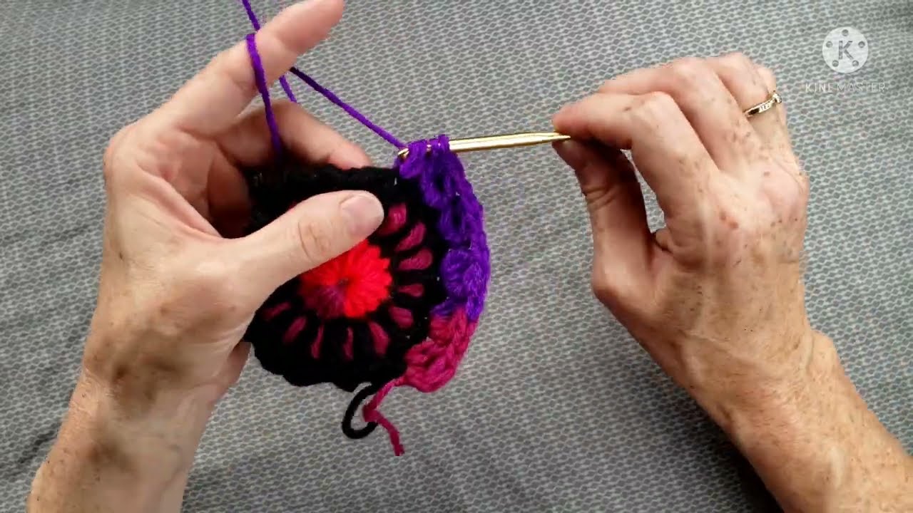 Sunburst stained glass granny square