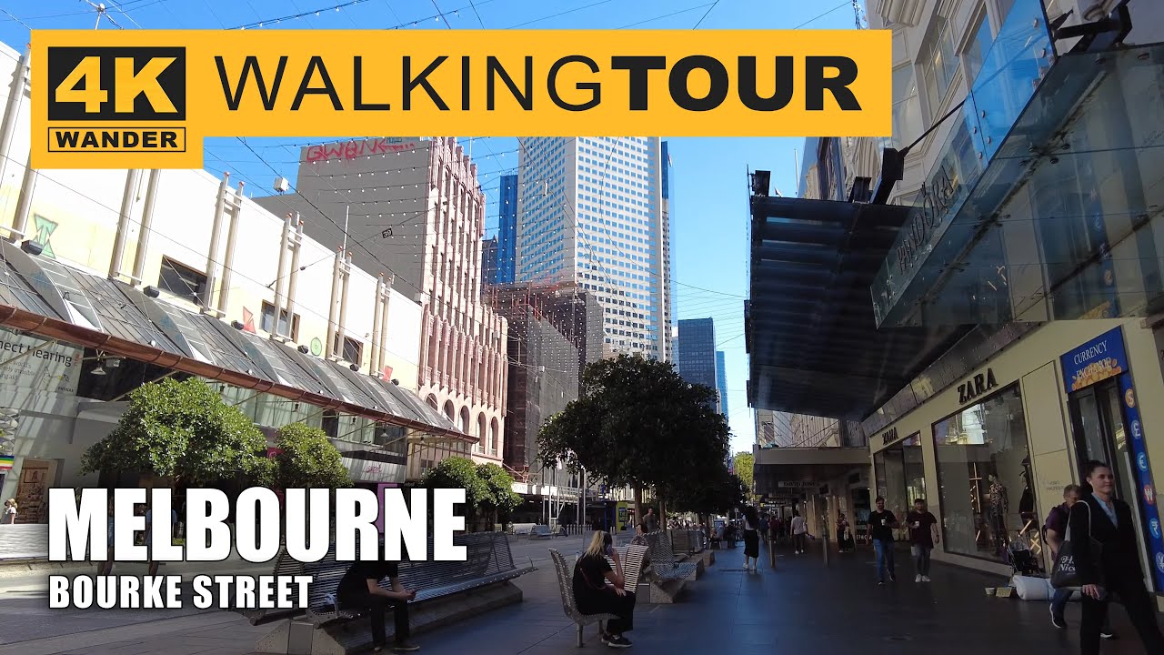 Bourke Street Walking Tour in Melbourne, Australia (4K 60fps)
