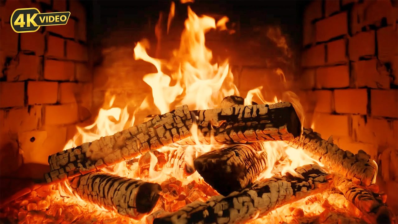 🔥 A warm fireplace, gently crackling flames, a soothing atmosphere for a deep sleep (Fireplace 4K)