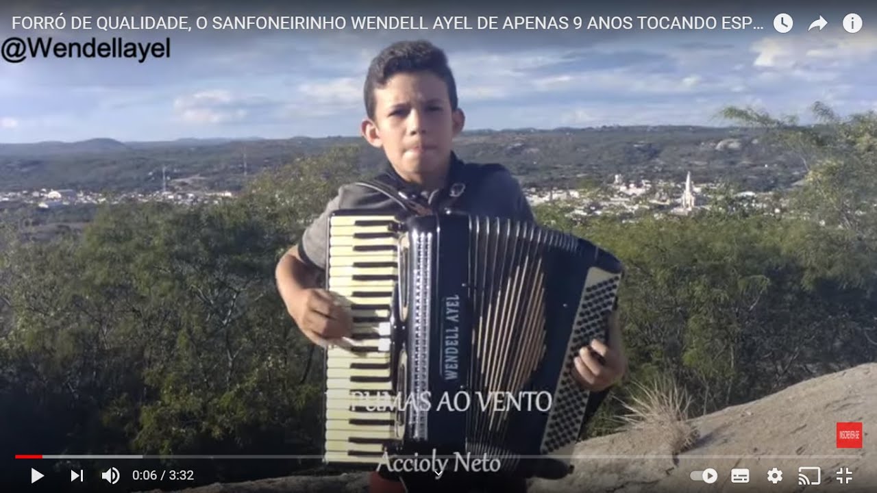 FORRÓ DE QUALIDADE, O SANFONEIRINHO WENDELL AYEL DE APENAS 9 ANOS TOCANDO ESPUMAS DE ACCIOLY NETO