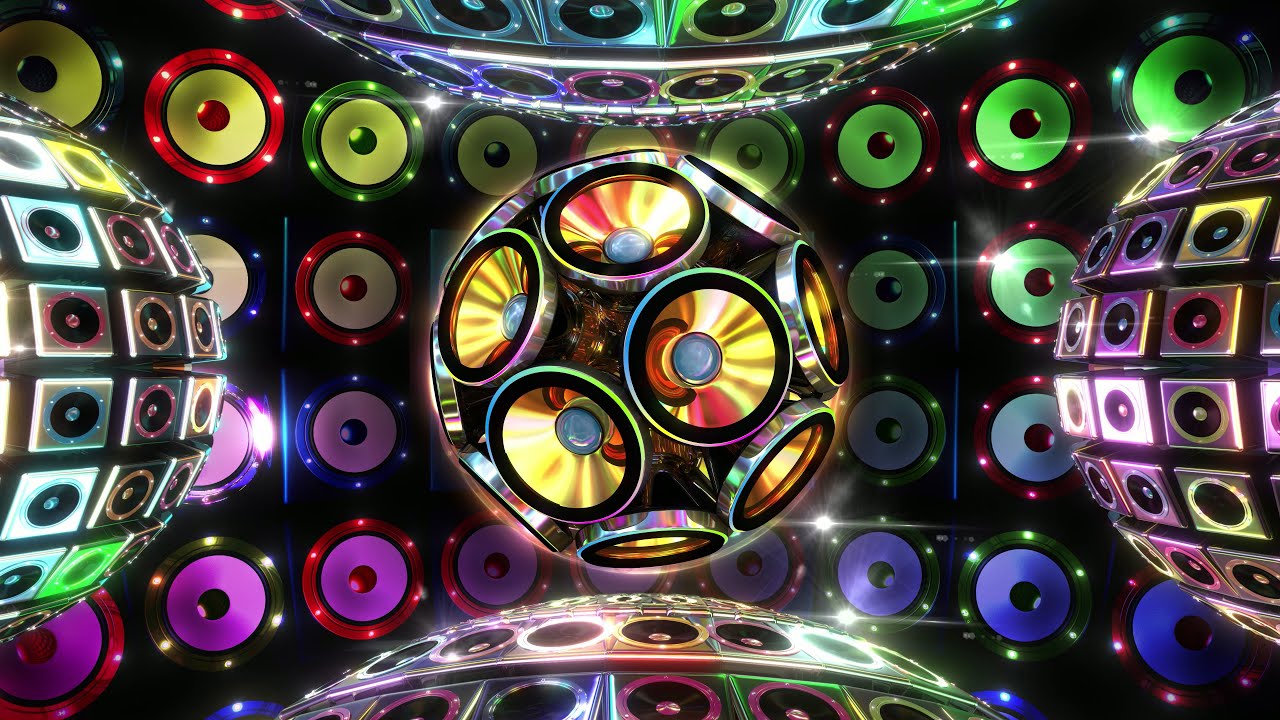 4K Screensaver | Loudspeaker Ball Disco Wall – Psychedelic VJ Loop (No Sound)