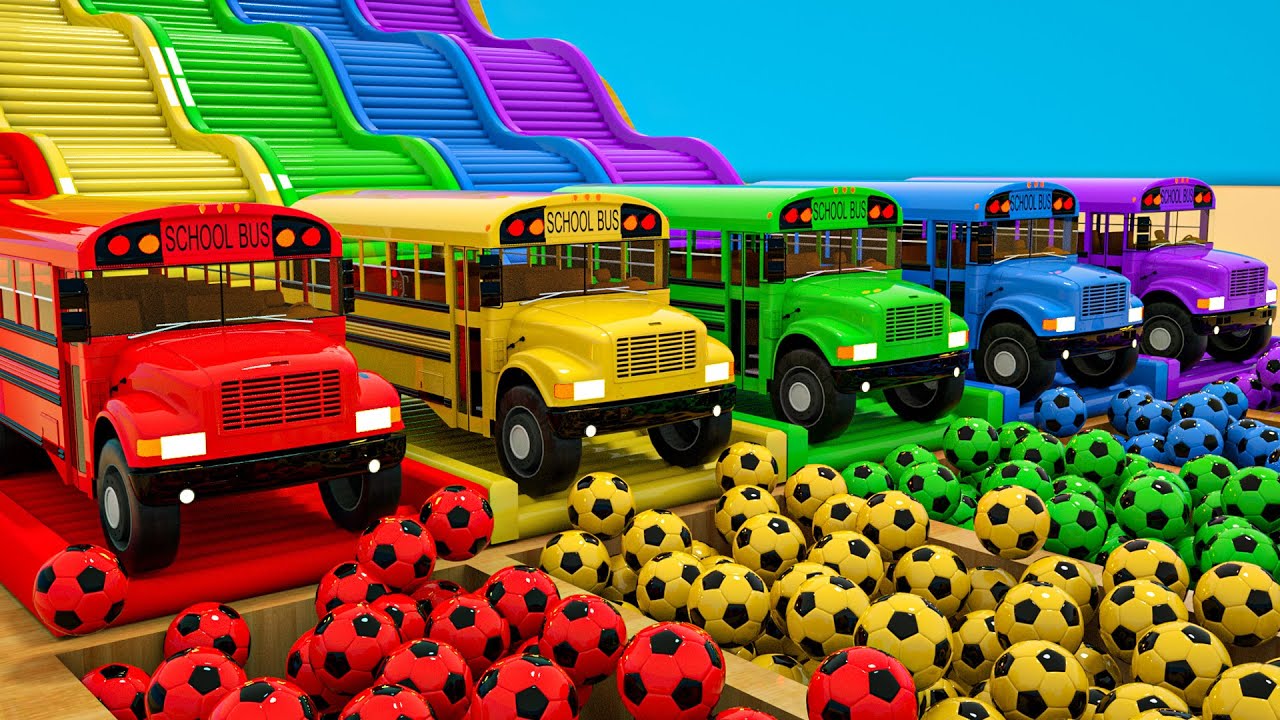 Wheels On the Bus - school bus VS motorcycle - Colorful balls - Baby Nursery Rhymes & Kids Songs