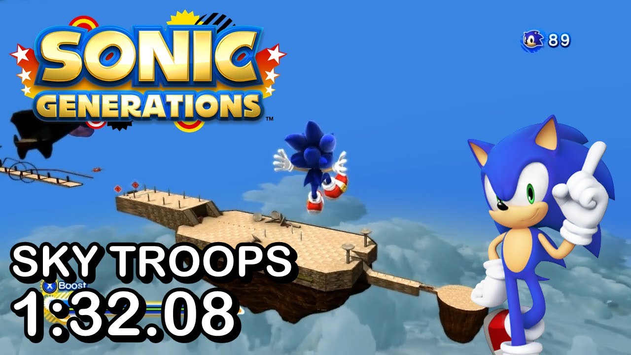Sonic Melponterations Demo: Sky Troops (Modern) Speed Run - 1:32.08