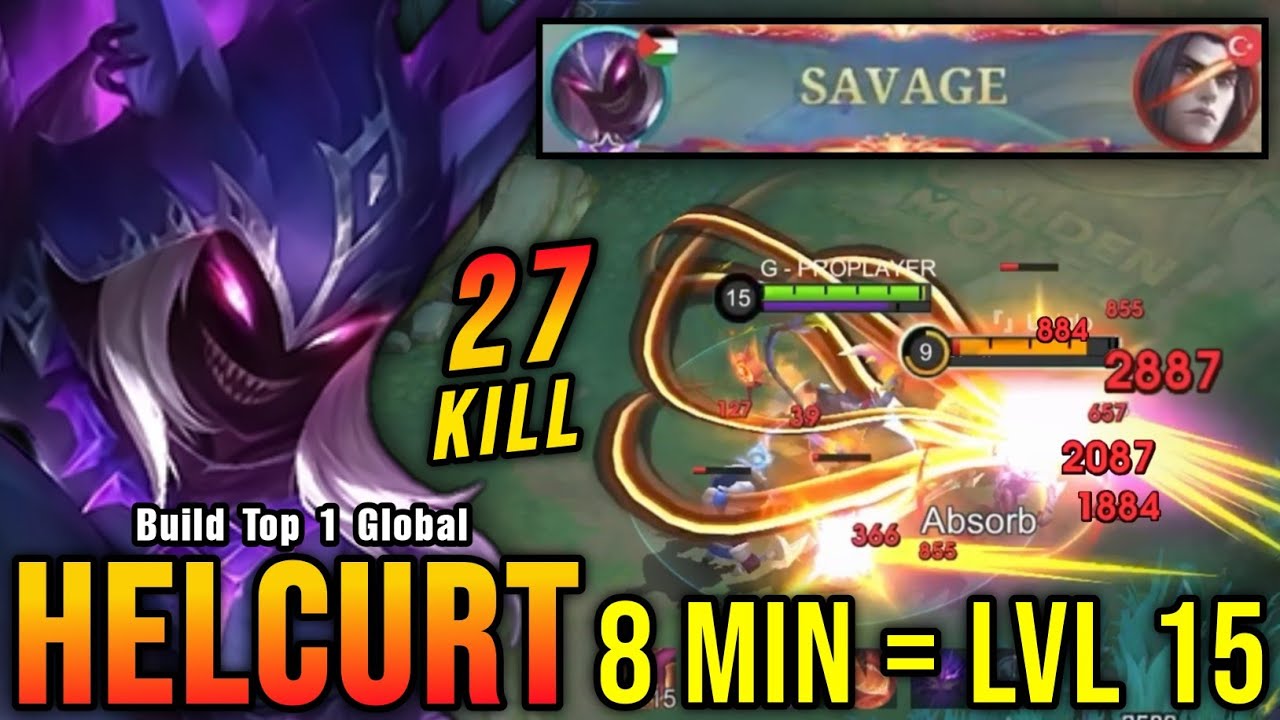 27 Kills + SAVAGE!! Helcurt Fast Farming 8 Mins Max Level - Build Top 1 Global Helcurt ~ MLBB