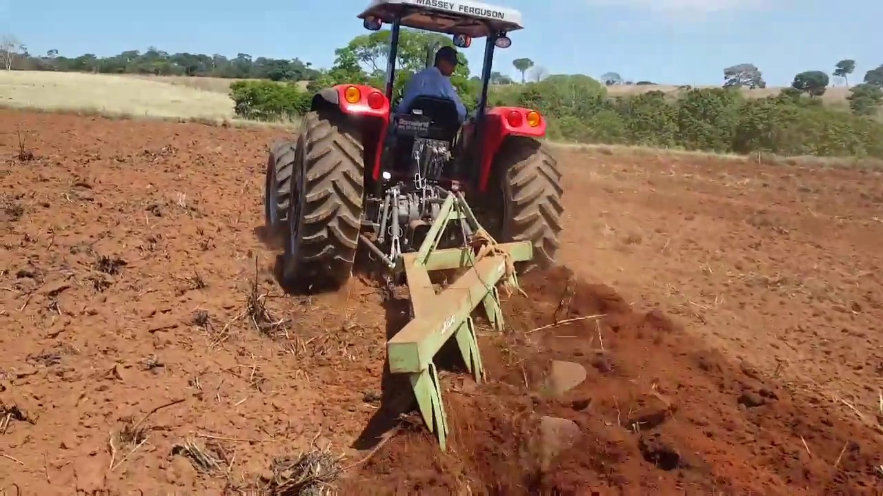 Trator MF4290 com arado aiveca 4 pá