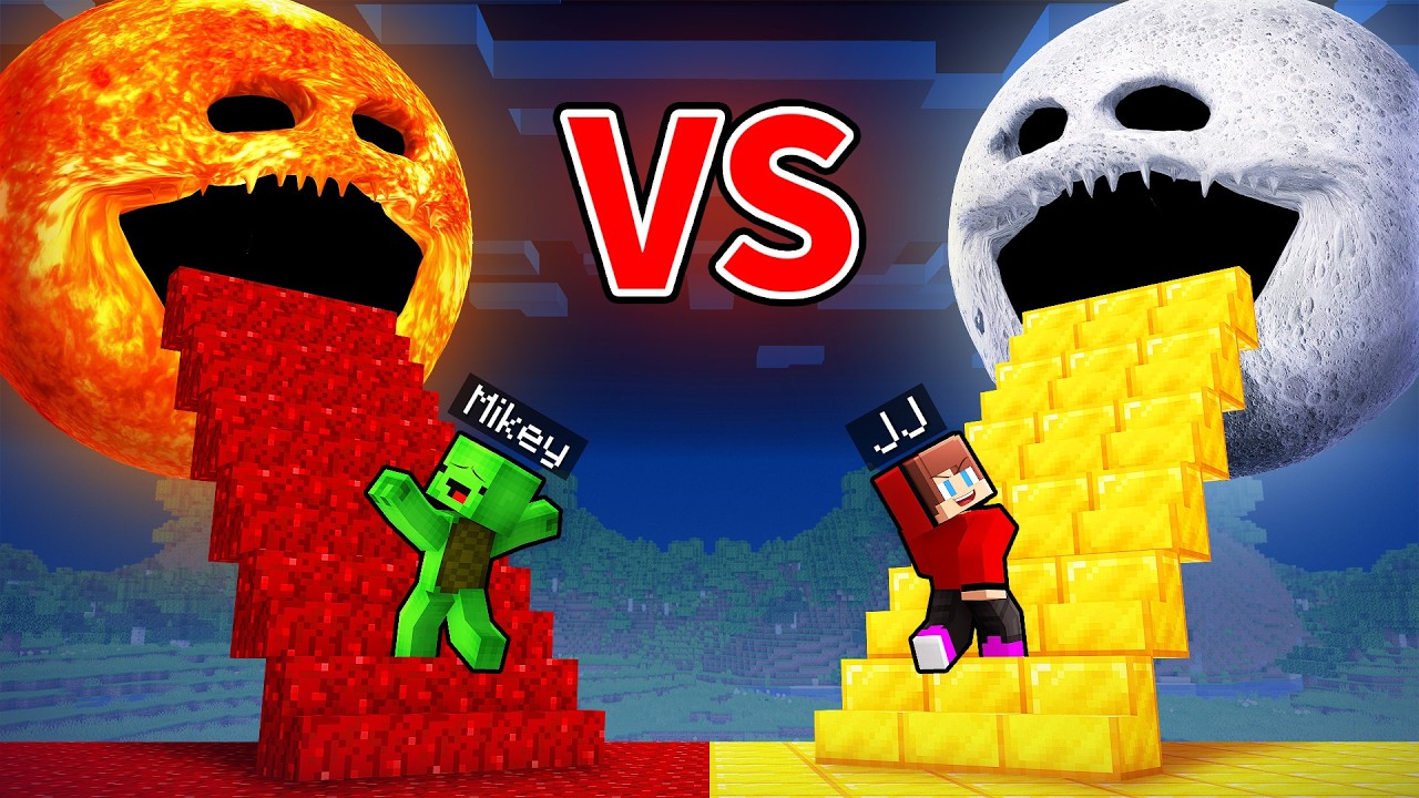 Mikey SUN vs JJ MOON WAKES UP Longest Stairs Battle in Minecraft (Maizen)