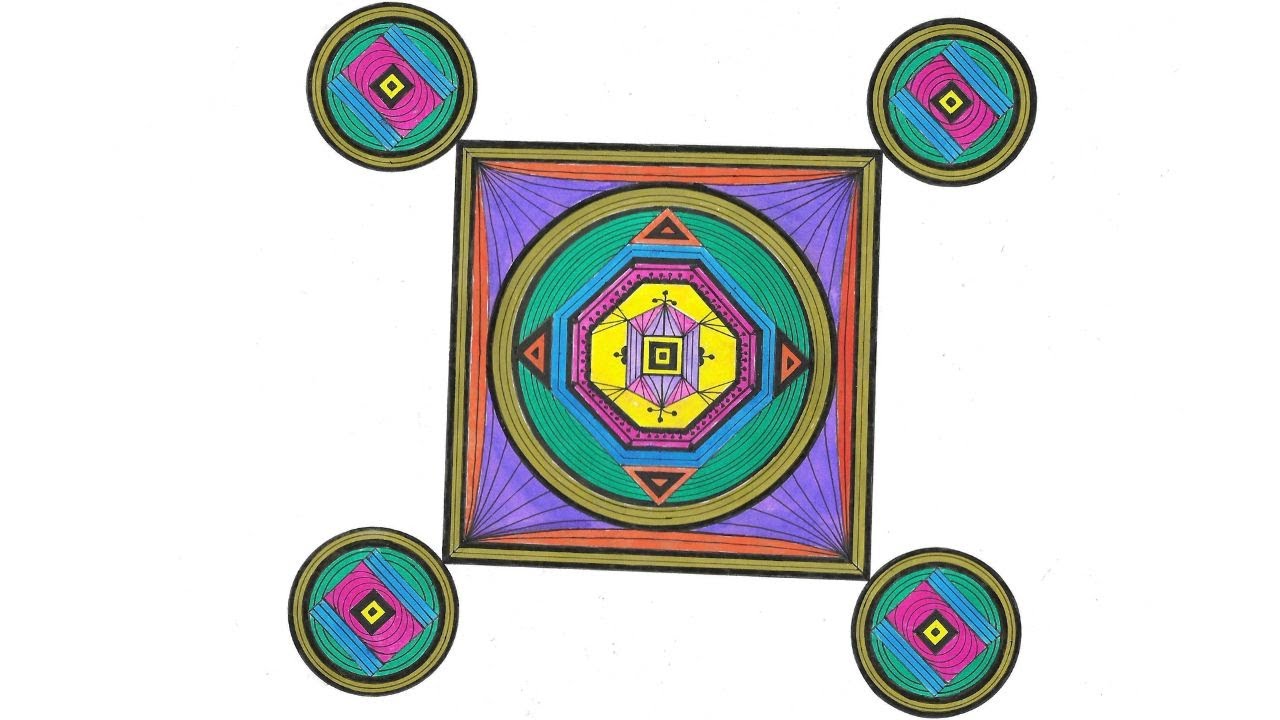 Colorful Geometric Mandala Drawing | Mandala Art with Geometric Shapes