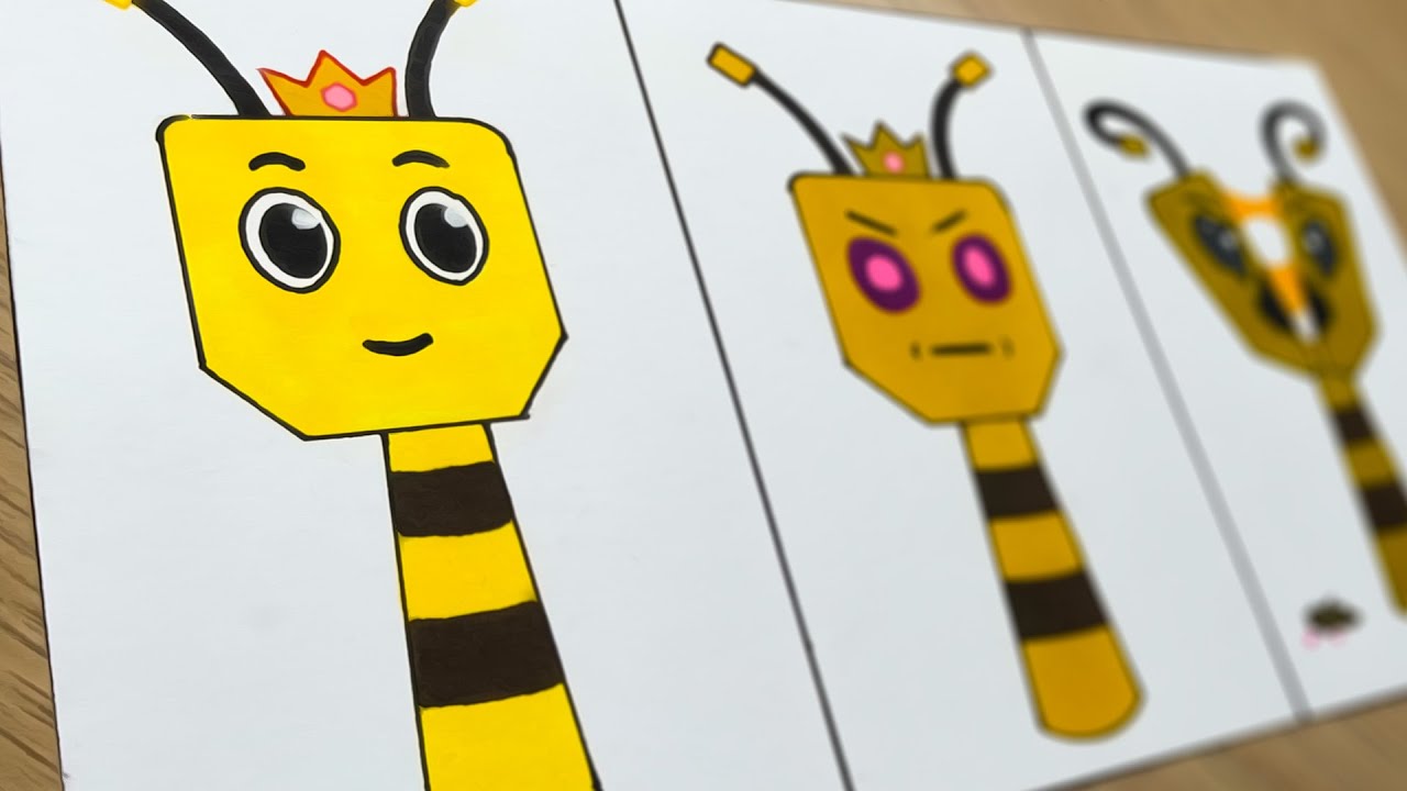Drawing Phases in Incredibox Sprunki OC of Queen Beeatrice Super Bear Adventure / From Phase 1 to 3