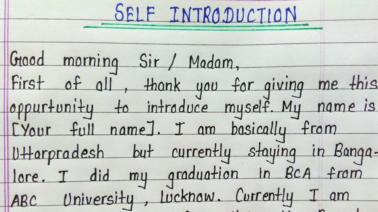 Self introduction in english || How to introduce yourself in english writing