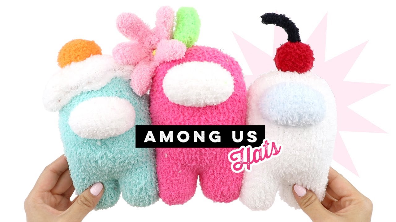 How to Make Among Us Plushie HATS! Flower/Leaf/Fried Egg/Cherry/Halo DIY