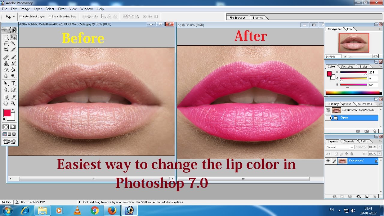 Easiest way to change the lip color in Photoshop 7.0 🔥🔥🔥