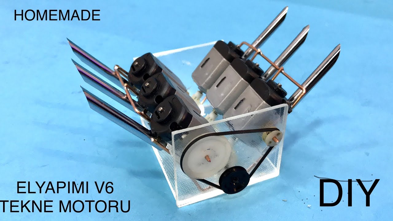 DC MOTOR İLE GÜÇLÜ V6 TEKNE MOTORU YAPIMI - HOW TO MAKE V6 ENGINE