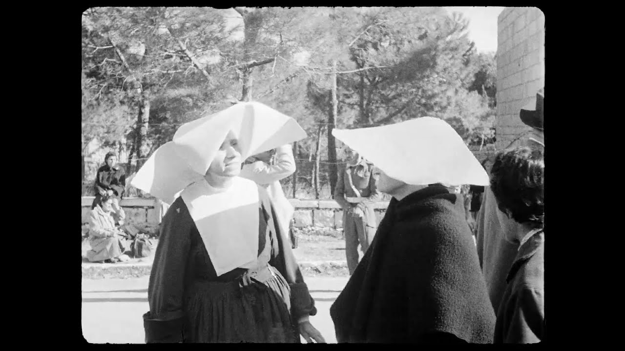 Christian pilgrims have difficulty crossing border to Bethlehem (1957)