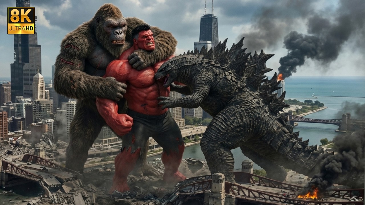 Kong and Godzilla vs Red Hulk: The Insane Battle